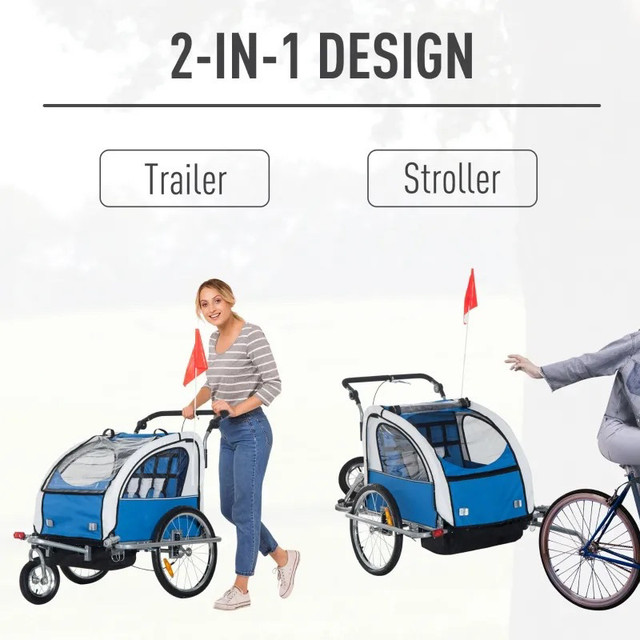 2-in-1 Double Baby stroller Bike Trailer Child Bike Stroller in Kids in Markham / York Region - Image 3