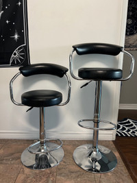 Used Black “Leather” and chrome bar stools