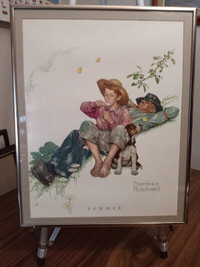 Norman Rockwell's "Grandpa and me Picking daisies". Modern frame