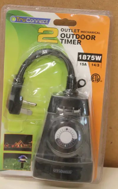 NEW - 2 Outlet Electric Mechanical Outdoor Timer, View more