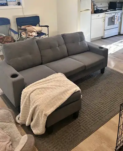 Grey Sofa with Ottoman, View more