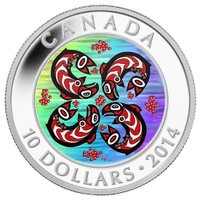 1/2 oz. Fine Silver Hologram Coin-First Nations Art: Salmon 2014