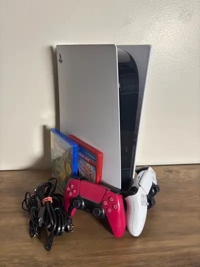 PS5 Disc Edition + 2 Controllers & 2 Games - Be Quick!, View more