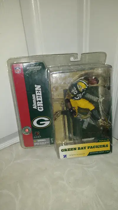 NFL Ahman Green action figure doll, green bay packers, brand new in package, great for collectors or...