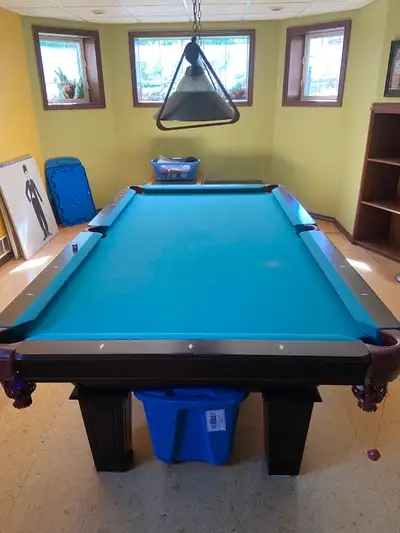 4 x 8 pool table three-quarter inch slate excellent condition call Brad 780-721-7750
