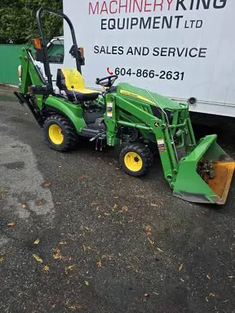 2018 john deere 1023e tractor backhoe with 800ish hrs. Mid and rear pto. Yanamr diesel. 4wd with loc...