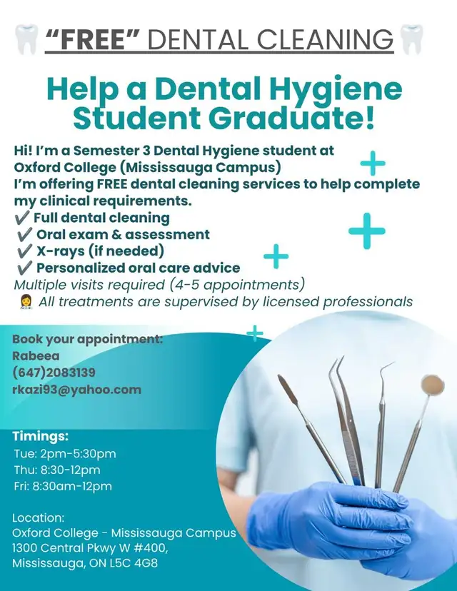 Dental Cleaning Available – Dental Hygiene Student Looking for Y