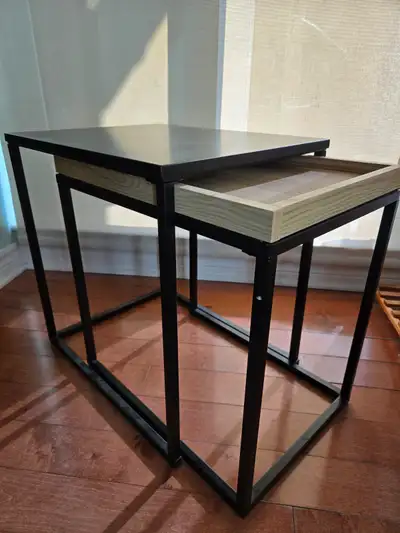 Metal side table with nested wooden side table, View more
