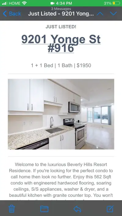 1+den apartment Richmond Hill- $1950 a month- starting July 15