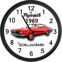 1969 Plymouth Cuda (Barracuda Orange) Custom Wall Clock - New