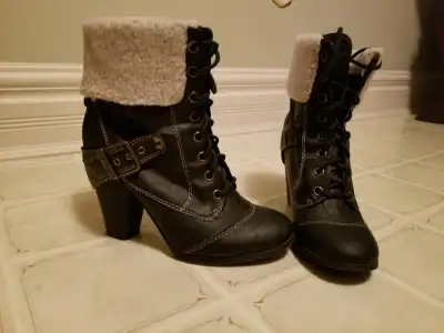 Faux Upper Fur Balance Man Made 3.5" Heel Worn once