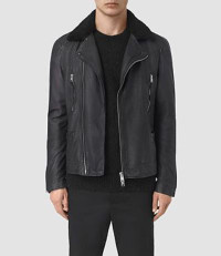 AllSaints Hutchins Biker Leather Jacket - Medium