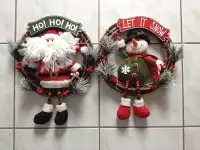 Santa and Snowman Christmas Wreaths