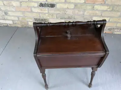 Antique walnut sewing table for sale, View more
