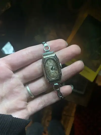 Antique 1920s mechanical white gold filled watch (working), View more
