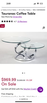 Extendable glass coffee table with chrome base
