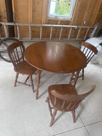 Wooden Round Table & 3 Chairs