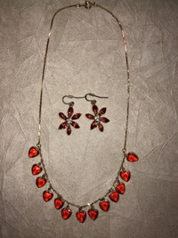 New Classy Red Necklace and Earring Set with Gift Box 