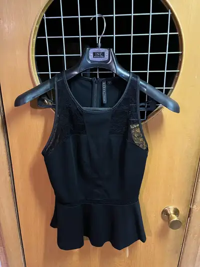 Guess Black Peplum Top with lace detail, medium, View more