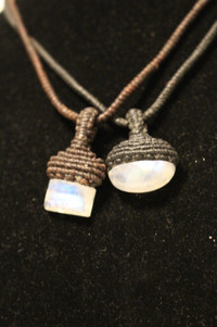 White labadorite or moonstone pair of necklaces, simple, elegant