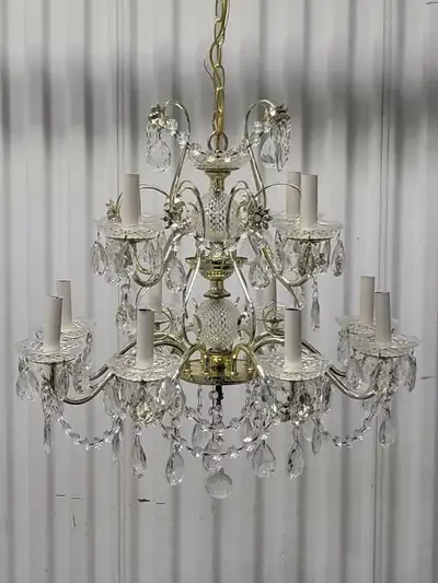 Dual-Tier, 12-Bulb Crystal Chandelier by James Moder, View more