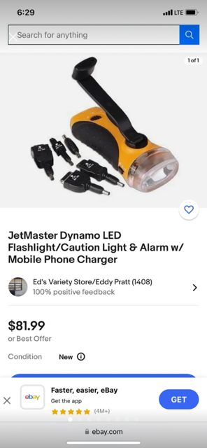Jetmaster LED flashlight with mobile phone charger etc, View more