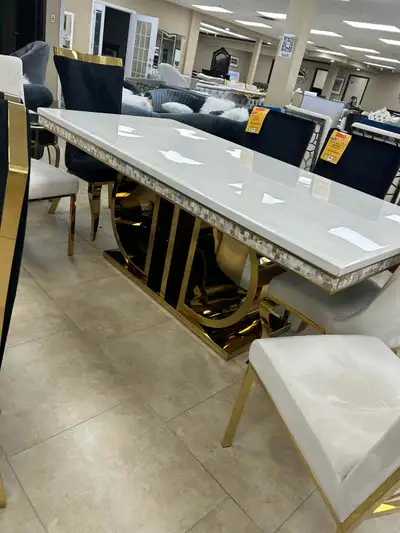 Modern Dining Table with Gold Base, View more