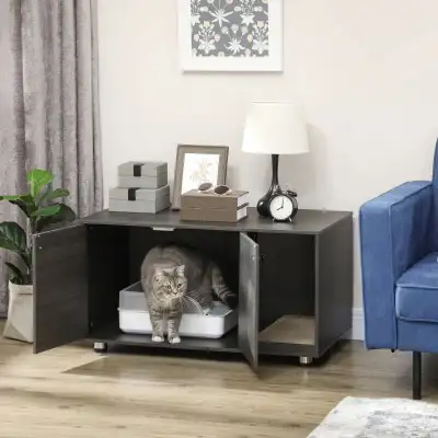 Litter Box Furniture Hidden Cat Washroom Furniture, Black , View more