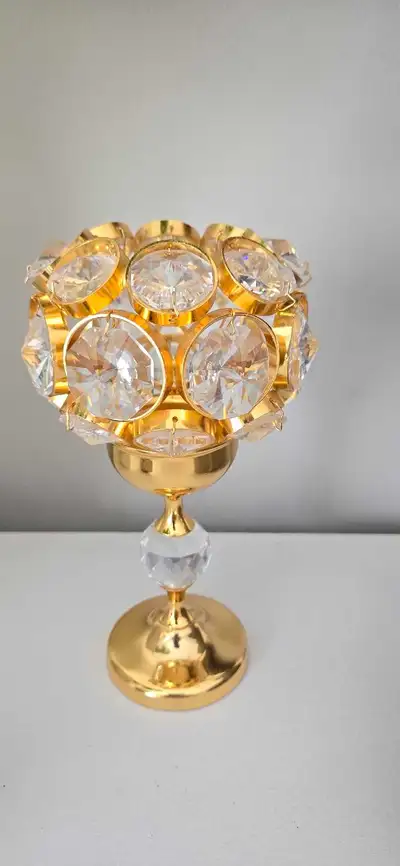 Gold Crystal Candle Holder / Centerpiece (8” Tall), View more