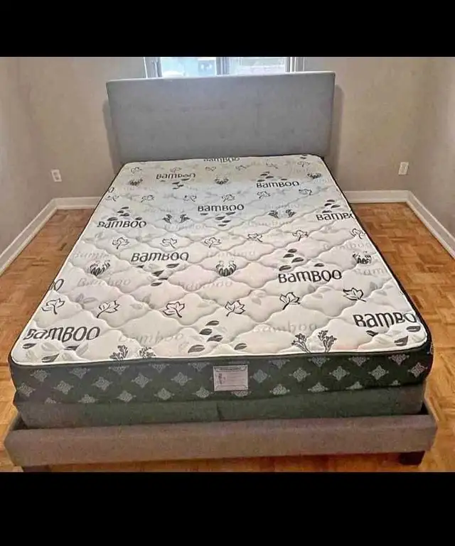 Queen size bed full set ( Bedframe+Mattress+Side table) in Beds & Mattresses in Vancouver - Image 2
