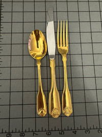 Vintage Classic Shell 24k gold plated cutlery set for 1 , or mor