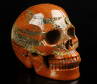 Huge 5.0" Red Jasper Crystal Skull! Hand carved, realistic.