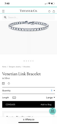 AUTHENTIC TIFFANY VENETIAN Link Bracelet in Silver 