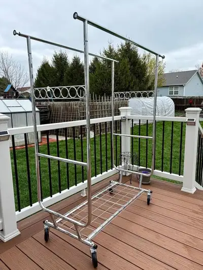 HOKEEPER Double Rod Garment Rack with Wheels, View more