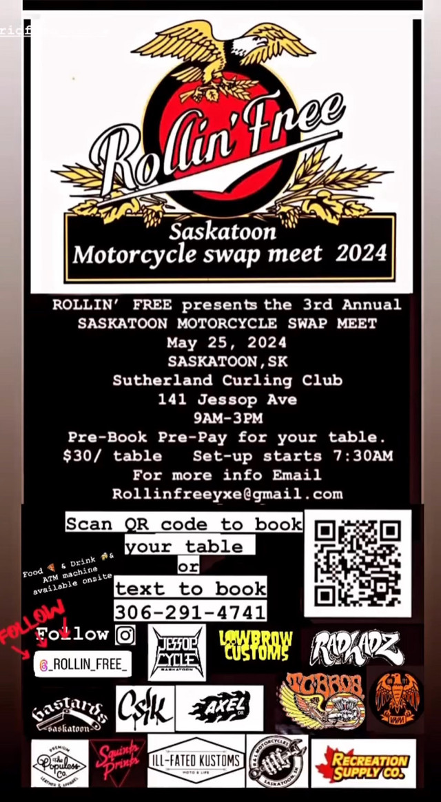 Rollin’Free motorcycle swap meet (Saskatoon) in Street, Cruisers & Choppers in Winnipeg - Image 2