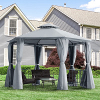 13ft Hexagon Gazebo Outdoor Canopy Shelter with Netting and Shad