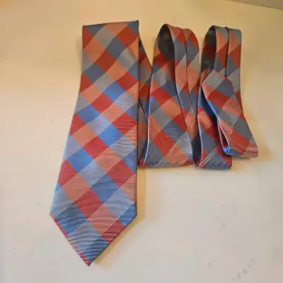 Nautica Necktie men's Red blue plaid 100% Silk Tie, View more