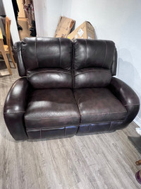 Leather Manual and electric recliner couch set 