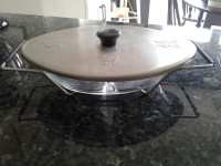 Vintage Glass & Metal Serving Dish