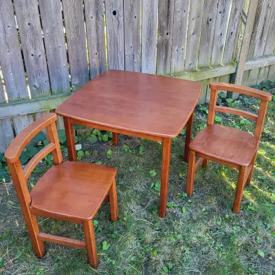 Wood Wooden Kid Children Table + 2 Chairs Set, View more