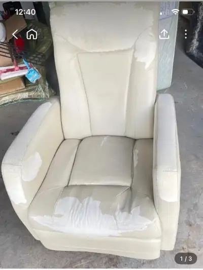 Cream Recliner Chair - Some Wear, View more