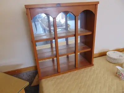 PINE MIRRORED BACK HANGING WALL DISPLAY UNIT, View more