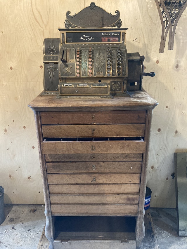 Very Rare Antique Brass National Cash Register 100B & Arts