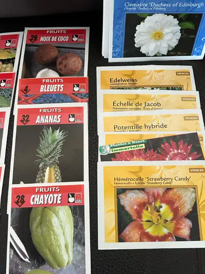 Cartes (63) pour votre jardin ,fleurs et fruits,légumes ..., View more