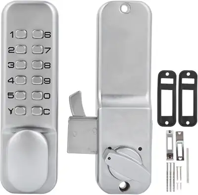 This is a brand new Keyless Entry Door Lock, which features a mechanical coded lock that does not re...
