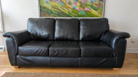 Canapé 3 places en simili-cuir noir