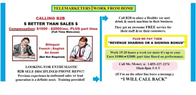 Travaillez à domicile - Mieux que les ventes, View more