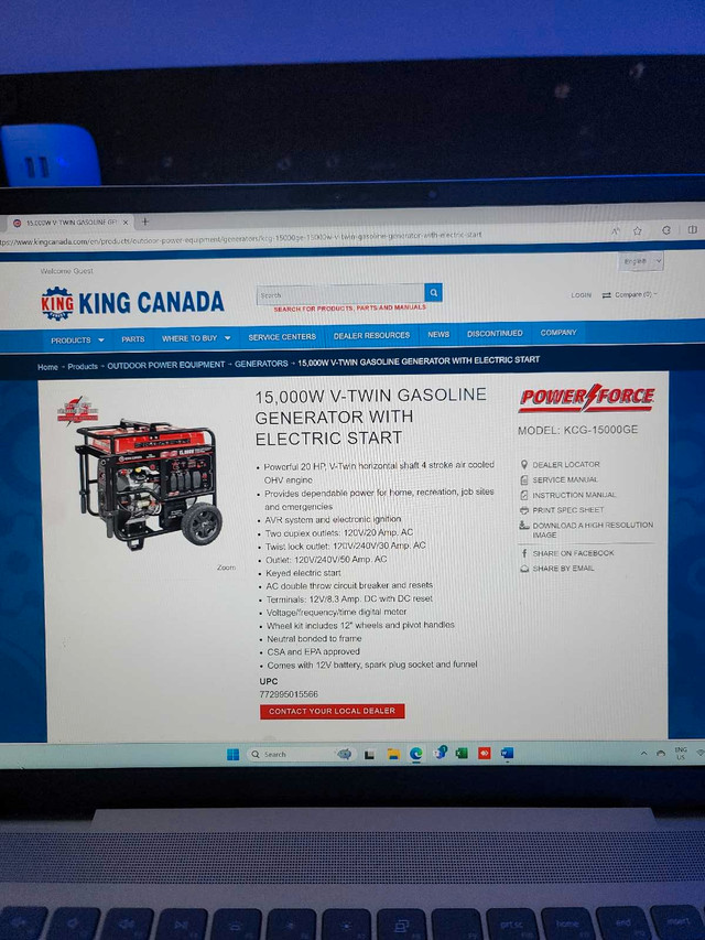 King Canada 15,000W Gas Generator with electric start in Power Tools in City of Toronto - Image 2