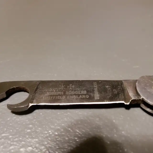 Vintage Joseph Rodgers Stainless Steel Folding Bottle Opener in Arts & Collectibles in St. Catharines - Image 4