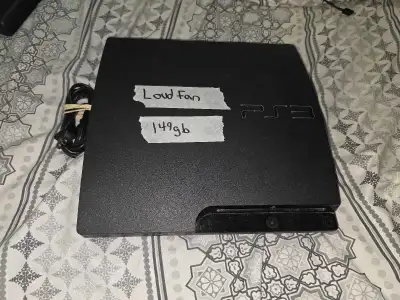Playstation 3 Slim 149GB Loud fan. with power supply. , View more